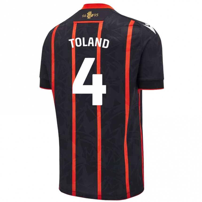 Niño Fútbol Camiseta Tyler Toland #4 Negro Rojo 2ª Equipación 2024/25 Perú