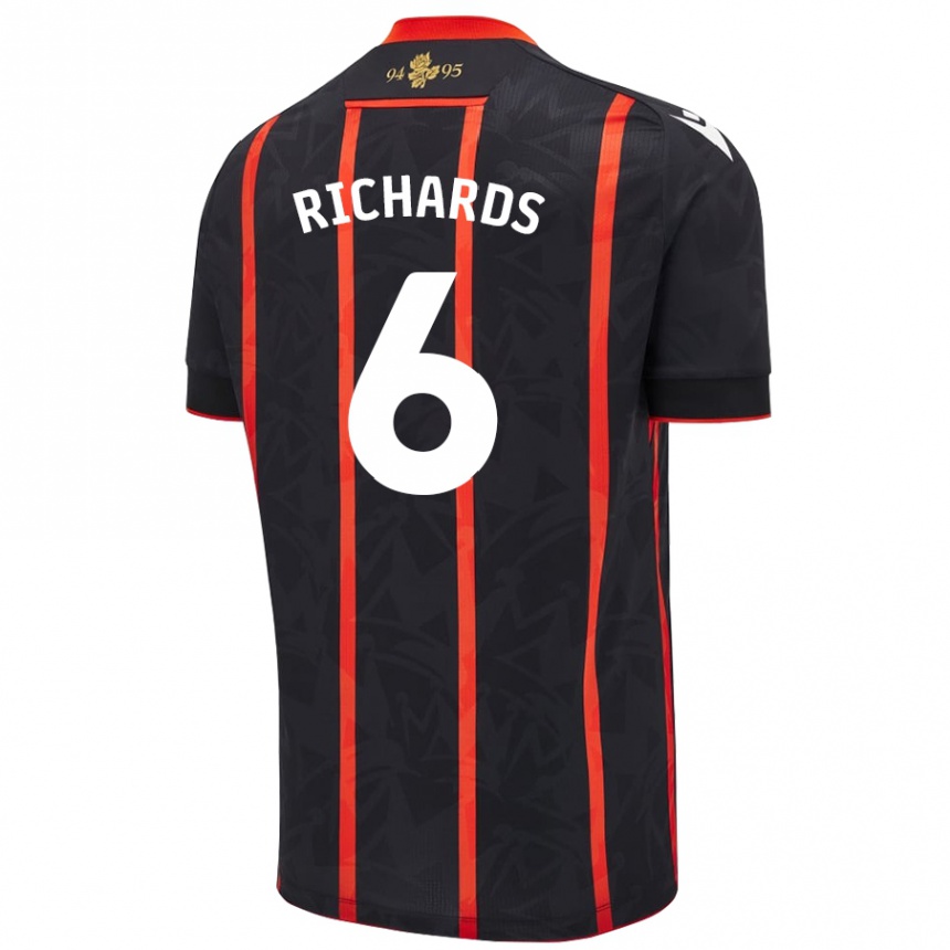 Niño Fútbol Camiseta Jade Richards #6 Negro Rojo 2ª Equipación 2024/25 Perú