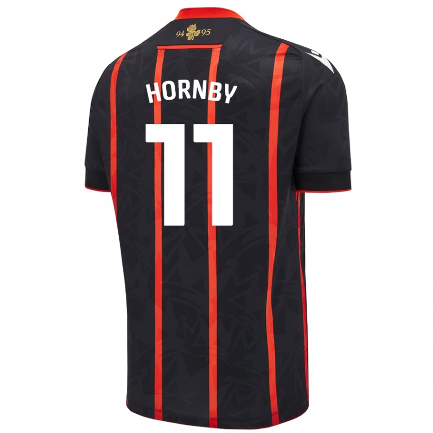 Niño Fútbol Camiseta Megan Hornby #11 Negro Rojo 2ª Equipación 2024/25 Perú