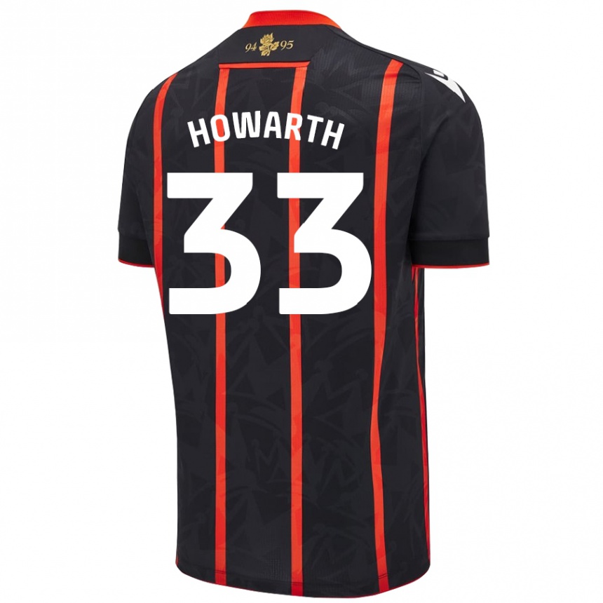 Niño Fútbol Camiseta Taylor Howarth #33 Negro Rojo 2ª Equipación 2024/25 Perú