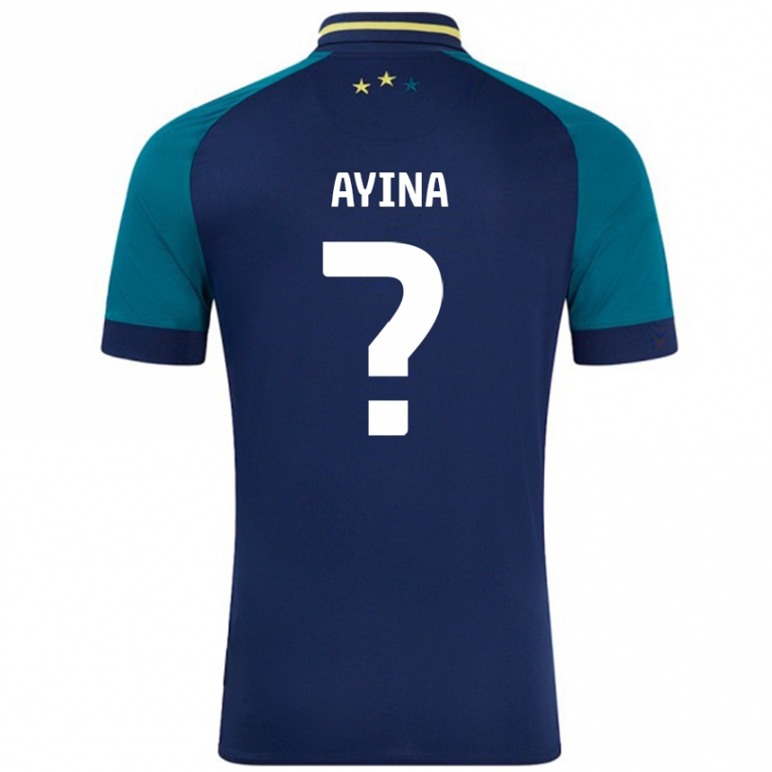 Niño Fútbol Camiseta Loick Ayina #0 Azul Marino Verde Oscuro 2ª Equipación 2024/25 Perú