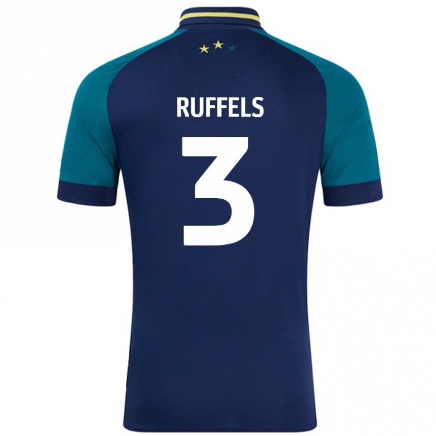 Niño Fútbol Camiseta Josh Ruffels #3 Azul Marino Verde Oscuro 2ª Equipación 2024/25 Perú