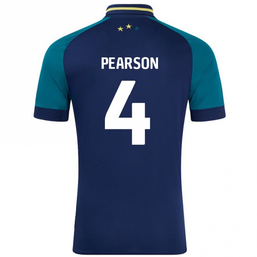 Niño Fútbol Camiseta Matty Pearson #4 Azul Marino Verde Oscuro 2ª Equipación 2024/25 Perú