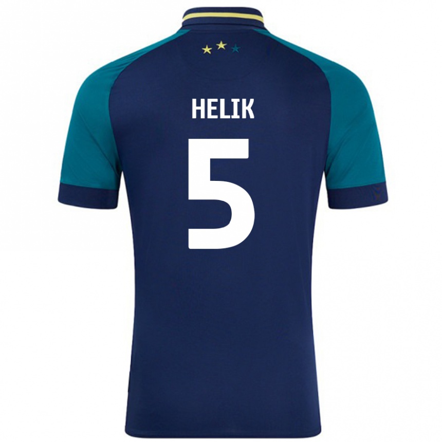 Niño Fútbol Camiseta Michal Helik #5 Azul Marino Verde Oscuro 2ª Equipación 2024/25 Perú