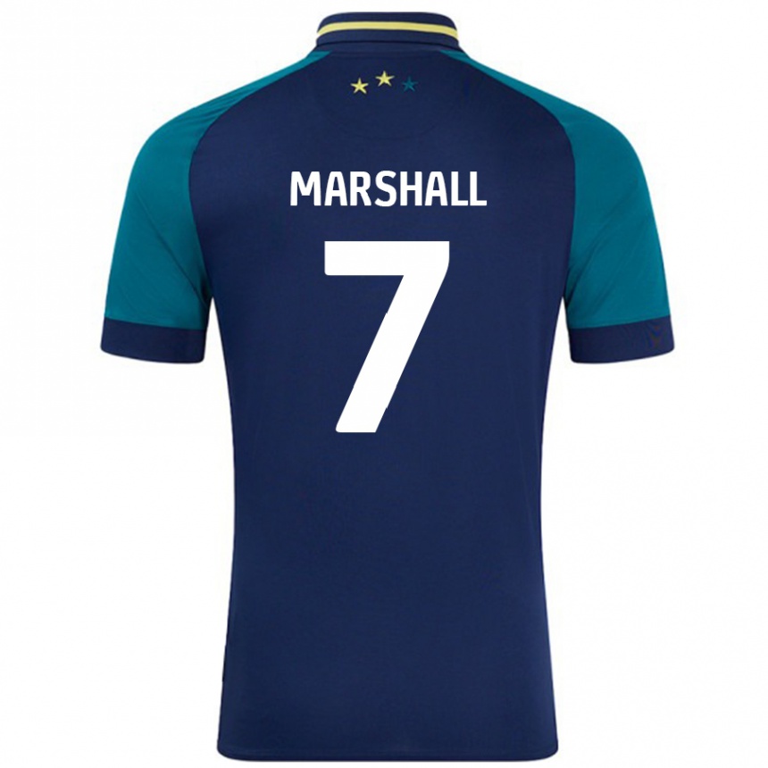 Niño Fútbol Camiseta Callum Marshall #7 Azul Marino Verde Oscuro 2ª Equipación 2024/25 Perú