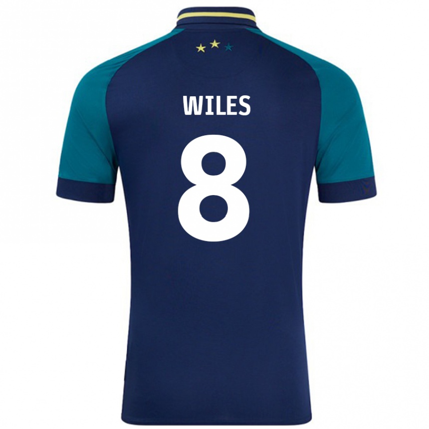 Niño Fútbol Camiseta Ben Wiles #8 Azul Marino Verde Oscuro 2ª Equipación 2024/25 Perú