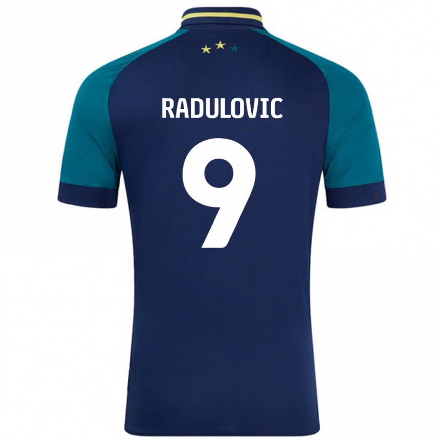 Niño Fútbol Camiseta Bojan Radulovic #9 Azul Marino Verde Oscuro 2ª Equipación 2024/25 Perú