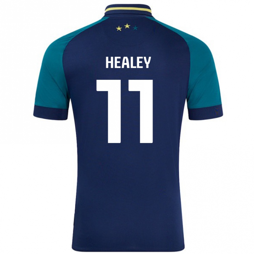 Niño Fútbol Camiseta Rhys Healey #11 Azul Marino Verde Oscuro 2ª Equipación 2024/25 Perú