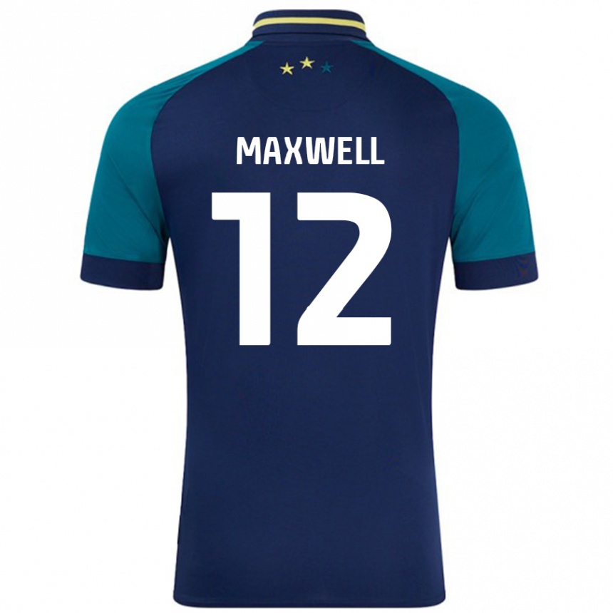 Niño Fútbol Camiseta Chris Maxwell #12 Azul Marino Verde Oscuro 2ª Equipación 2024/25 Perú