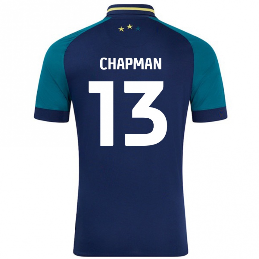 Niño Fútbol Camiseta Jacob Chapman #13 Azul Marino Verde Oscuro 2ª Equipación 2024/25 Perú