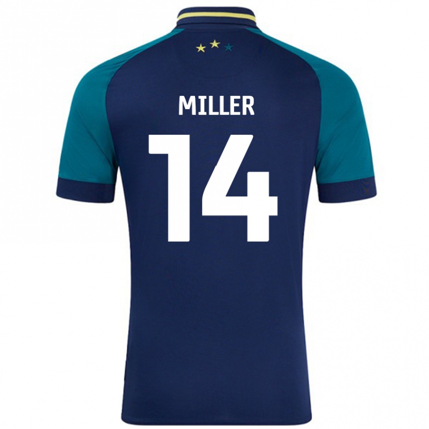 Niño Fútbol Camiseta Mickel Miller #14 Azul Marino Verde Oscuro 2ª Equipación 2024/25 Perú