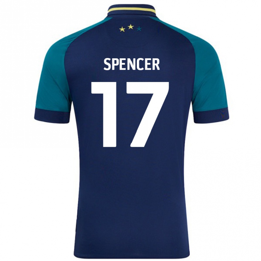 Niño Fútbol Camiseta Brodie Spencer #17 Azul Marino Verde Oscuro 2ª Equipación 2024/25 Perú