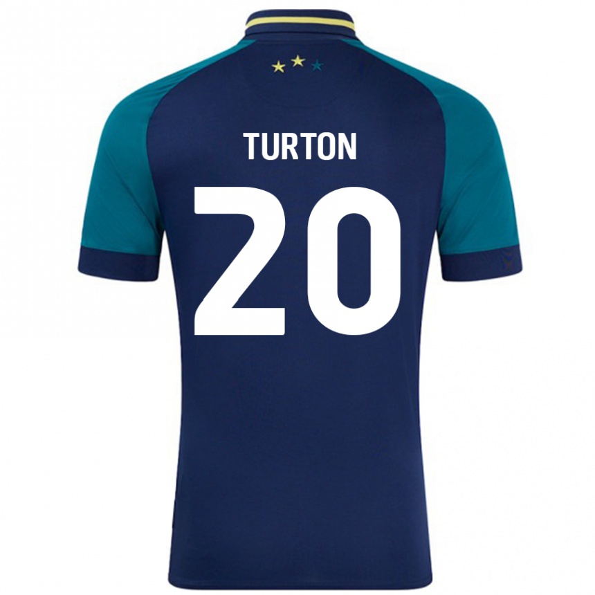 Niño Fútbol Camiseta Ollie Turton #20 Azul Marino Verde Oscuro 2ª Equipación 2024/25 Perú