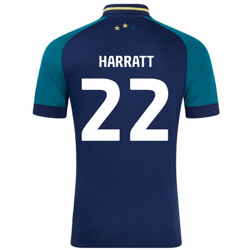 Niño Fútbol Camiseta Kian Harratt #22 Azul Marino Verde Oscuro 2ª Equipación 2024/25 Perú