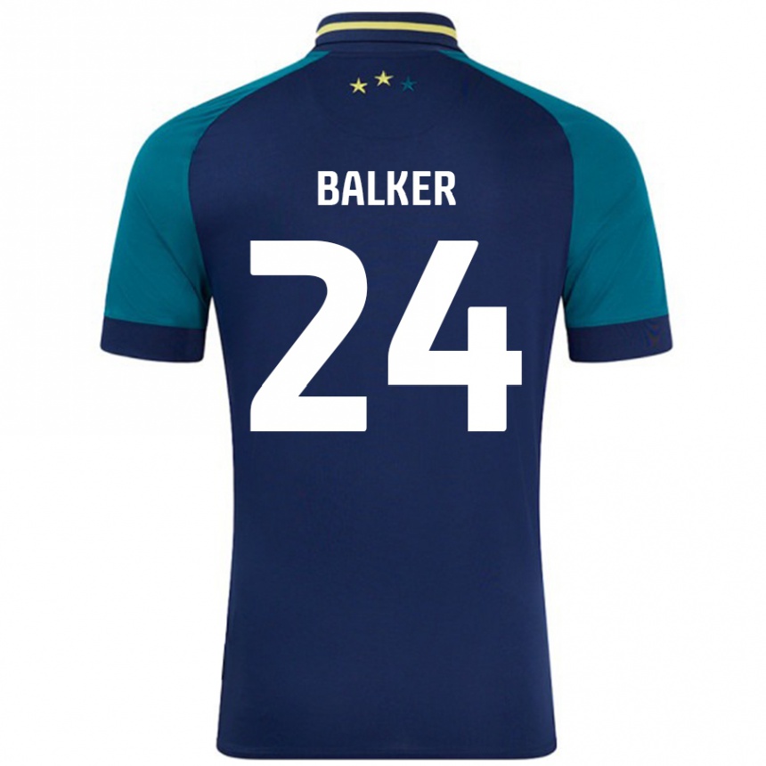 Niño Fútbol Camiseta Radinio Balker #24 Azul Marino Verde Oscuro 2ª Equipación 2024/25 Perú