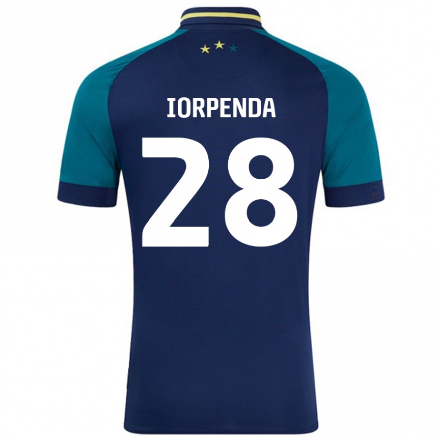 Niño Fútbol Camiseta Tom Iorpenda #28 Azul Marino Verde Oscuro 2ª Equipación 2024/25 Perú