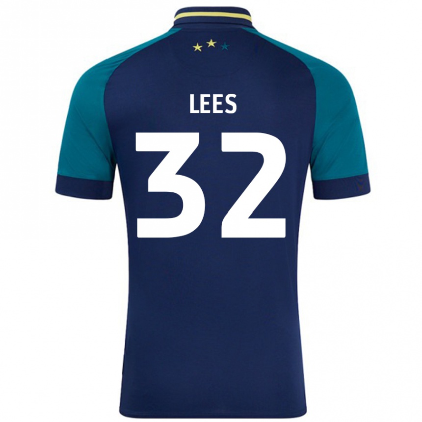 Niño Fútbol Camiseta Tom Lees #32 Azul Marino Verde Oscuro 2ª Equipación 2024/25 Perú