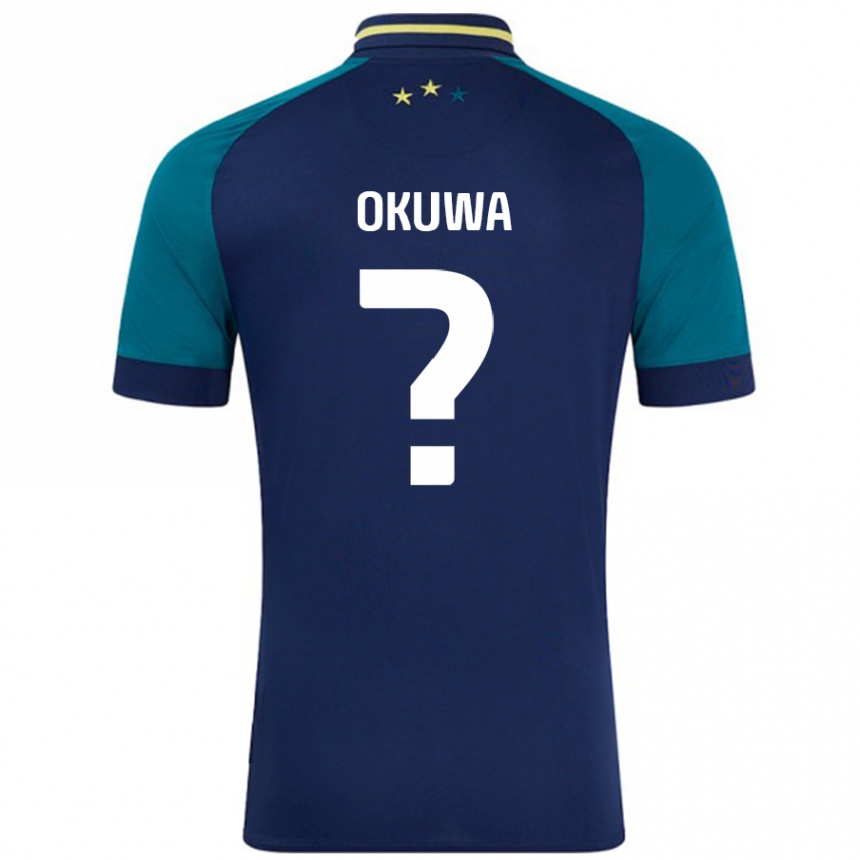 Niño Fútbol Camiseta Temi Okuwa #0 Azul Marino Verde Oscuro 2ª Equipación 2024/25 Perú