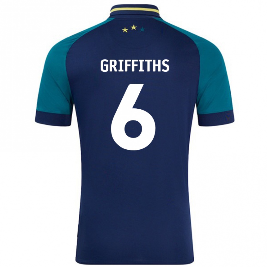 Niño Fútbol Camiseta Lauren Griffiths #6 Azul Marino Verde Oscuro 2ª Equipación 2024/25 Perú