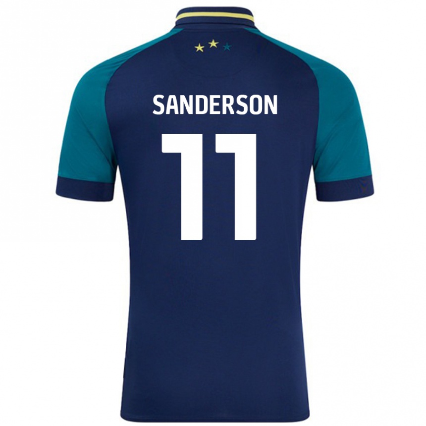 Niño Fútbol Camiseta Brittany Sanderson #11 Azul Marino Verde Oscuro 2ª Equipación 2024/25 Perú