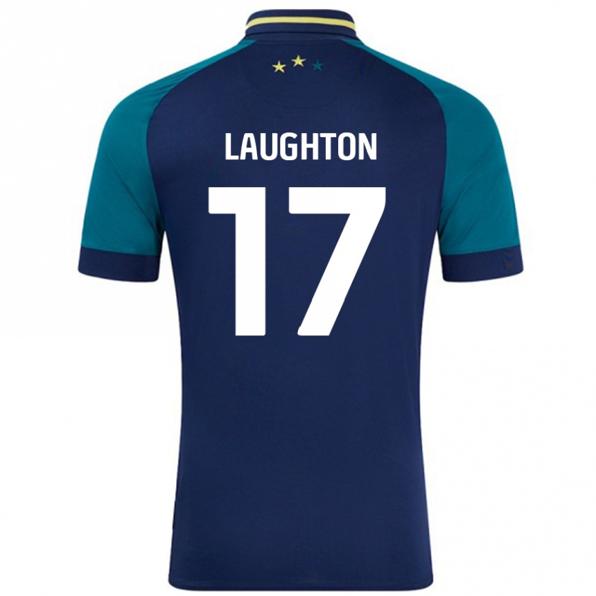 Niño Fútbol Camiseta Zoe Laughton #17 Azul Marino Verde Oscuro 2ª Equipación 2024/25 Perú