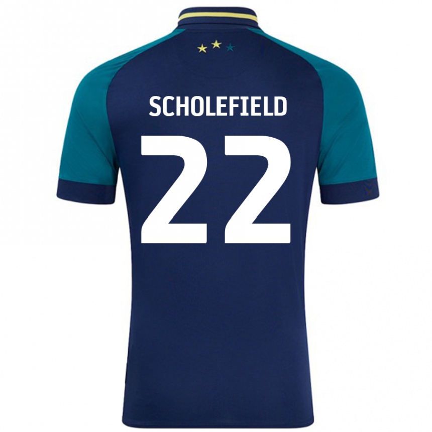 Niño Fútbol Camiseta Lois Scholefield #22 Azul Marino Verde Oscuro 2ª Equipación 2024/25 Perú