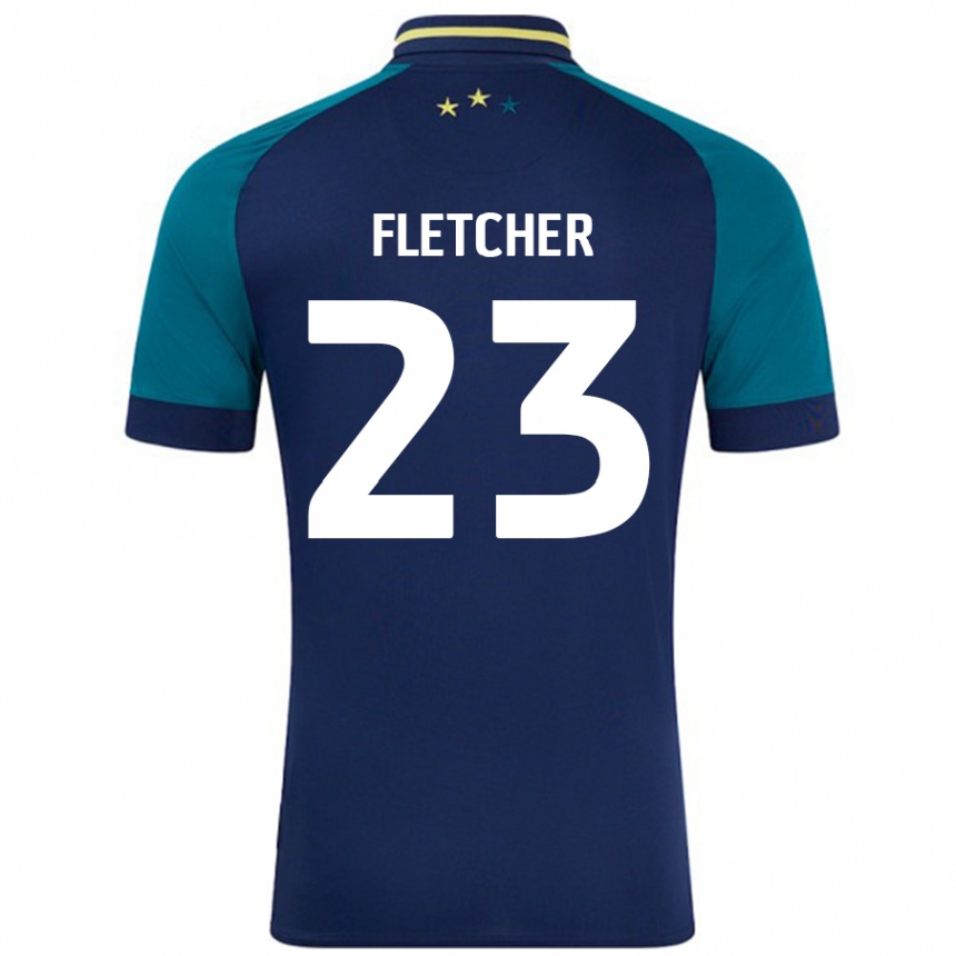 Niño Fútbol Camiseta Serena Fletcher #23 Azul Marino Verde Oscuro 2ª Equipación 2024/25 Perú