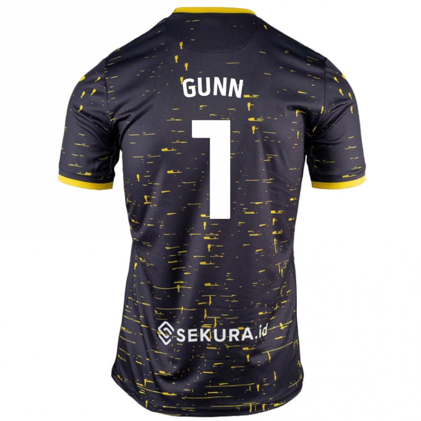 Niño Fútbol Camiseta Angus Gunn #1 Negro Amarillo 2ª Equipación 2024/25 Perú