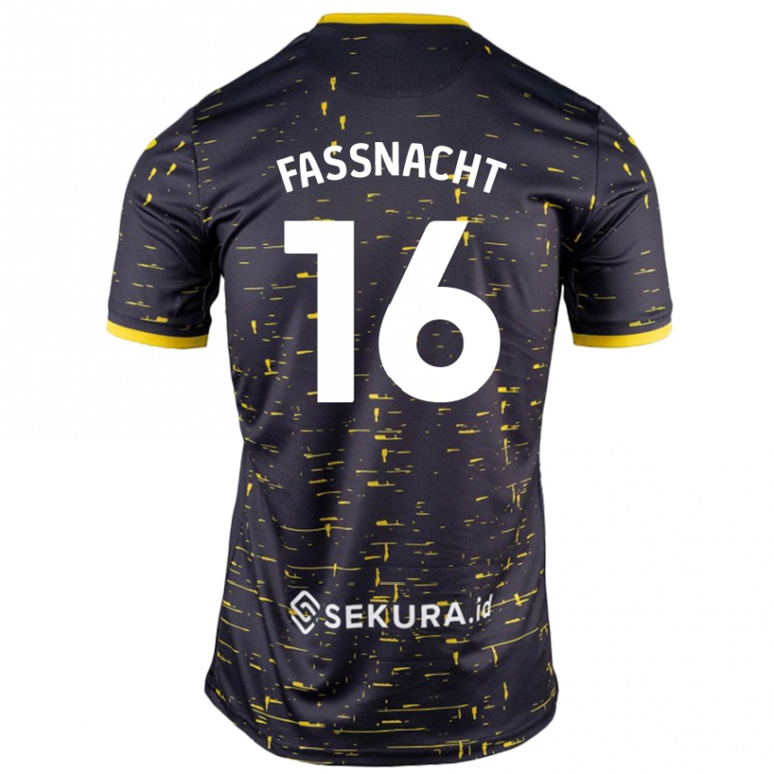 Niño Fútbol Camiseta Christian Fassnacht #16 Negro Amarillo 2ª Equipación 2024/25 Perú