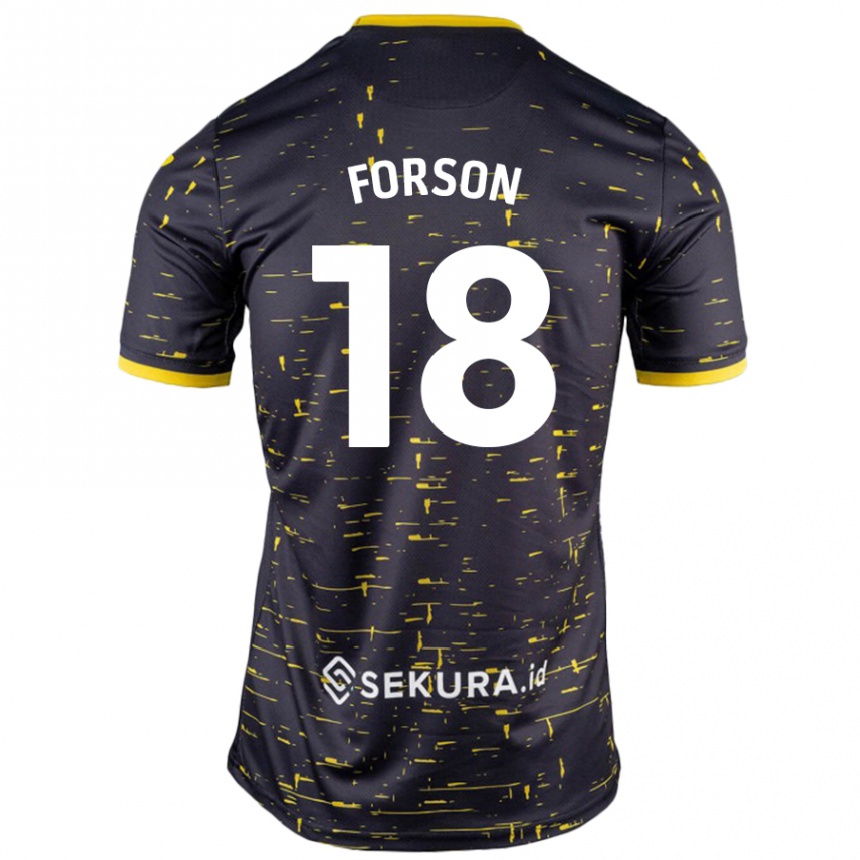 Niño Fútbol Camiseta Amankwah Forson #18 Negro Amarillo 2ª Equipación 2024/25 Perú