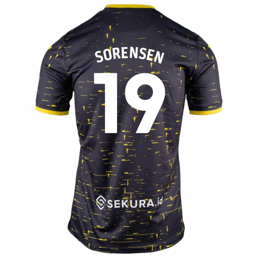 Niño Fútbol Camiseta Jacob Lungi Sørensen #19 Negro Amarillo 2ª Equipación 2024/25 Perú