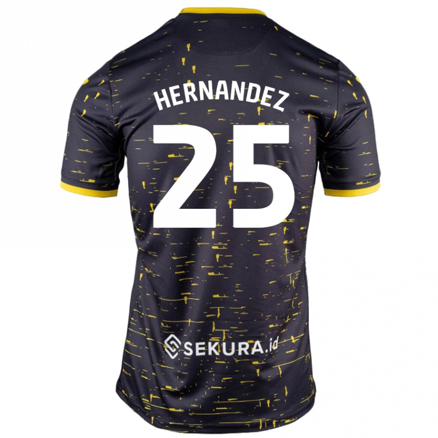 Niño Fútbol Camiseta Onel Hernández #25 Negro Amarillo 2ª Equipación 2024/25 Perú