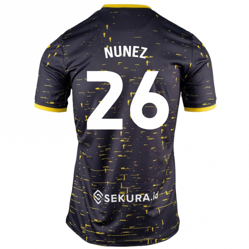 Niño Fútbol Camiseta Marcelino Núñez #26 Negro Amarillo 2ª Equipación 2024/25 Perú