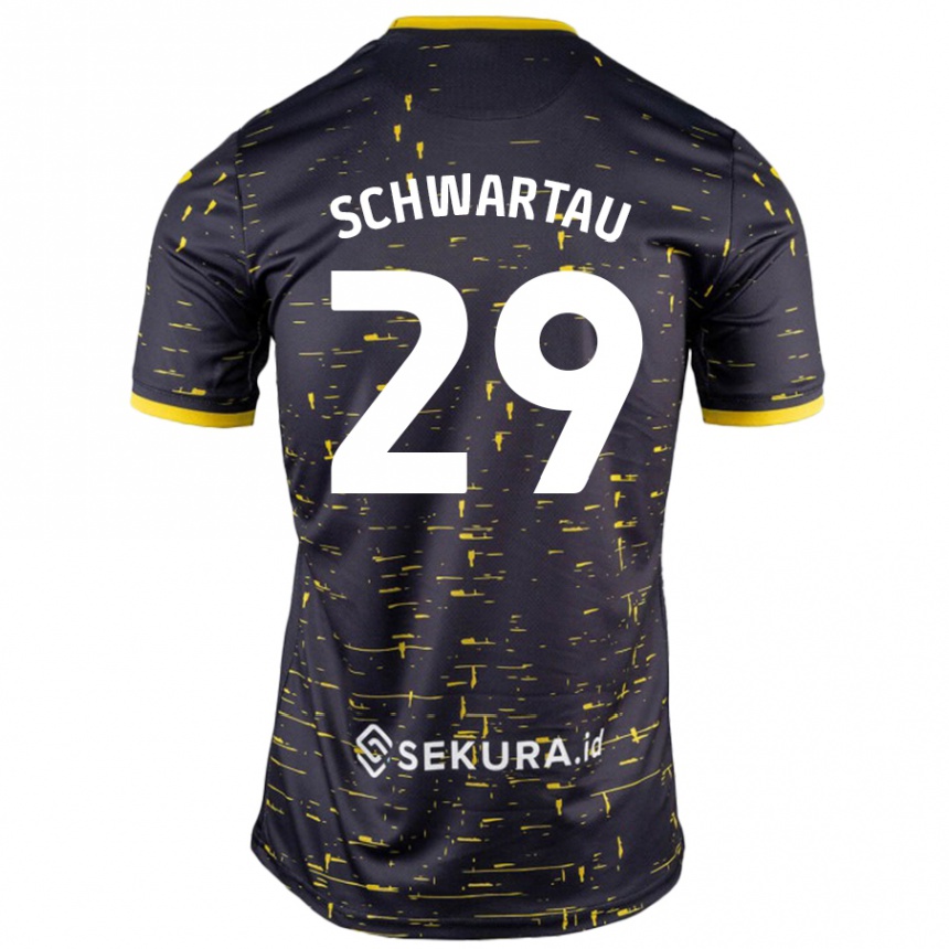 Niño Fútbol Camiseta Oscar Schwartau #29 Negro Amarillo 2ª Equipación 2024/25 Perú