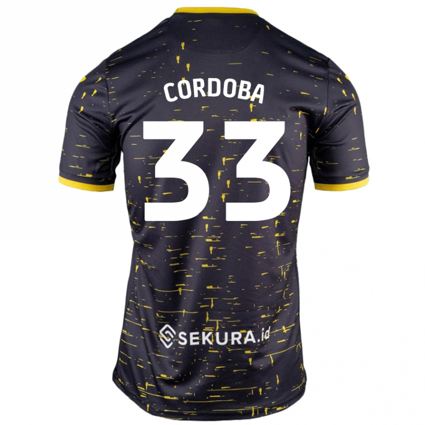 Niño Fútbol Camiseta José Córdoba #33 Negro Amarillo 2ª Equipación 2024/25 Perú