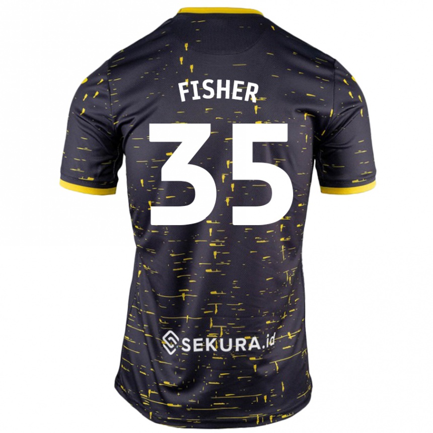 Niño Fútbol Camiseta Kellen Fisher #35 Negro Amarillo 2ª Equipación 2024/25 Perú