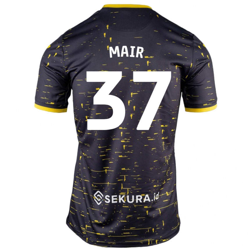 Niño Fútbol Camiseta Archie Mair #37 Negro Amarillo 2ª Equipación 2024/25 Perú