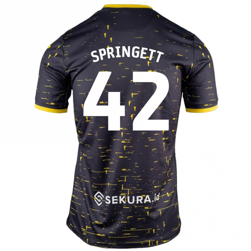 Niño Fútbol Camiseta Tony Springett #42 Negro Amarillo 2ª Equipación 2024/25 Perú