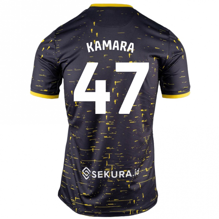 Niño Fútbol Camiseta Abu Kamara #47 Negro Amarillo 2ª Equipación 2024/25 Perú