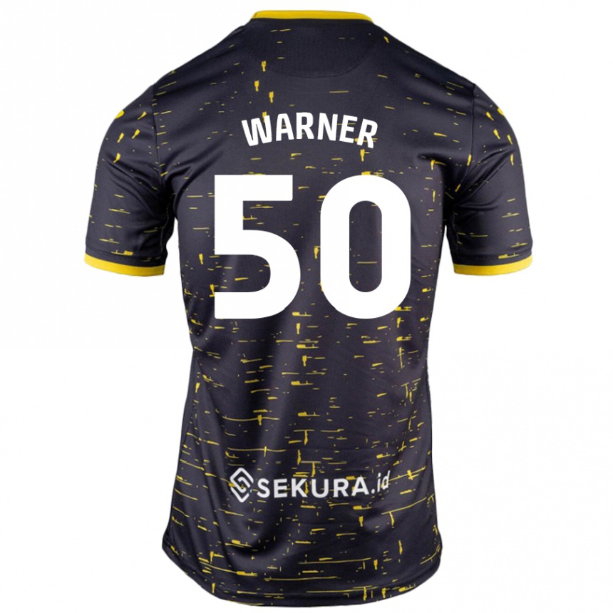 Niño Fútbol Camiseta Jaden Warner #50 Negro Amarillo 2ª Equipación 2024/25 Perú