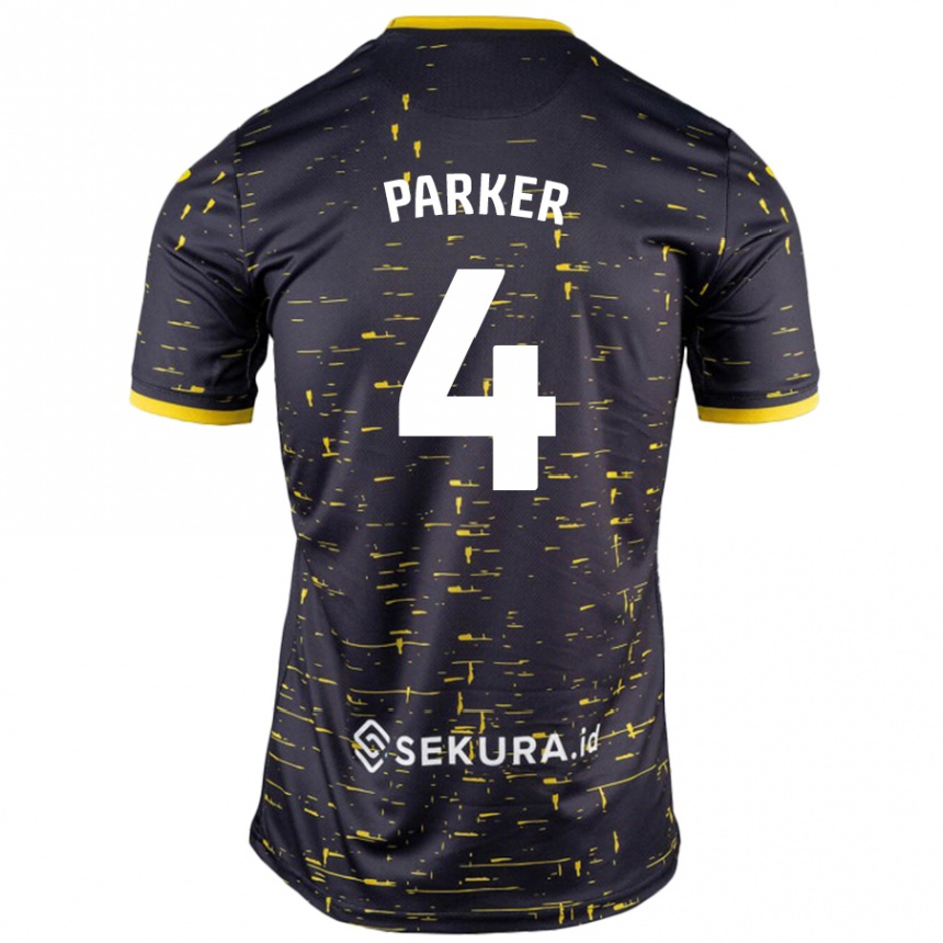 Niño Fútbol Camiseta Alice Parker #4 Negro Amarillo 2ª Equipación 2024/25 Perú