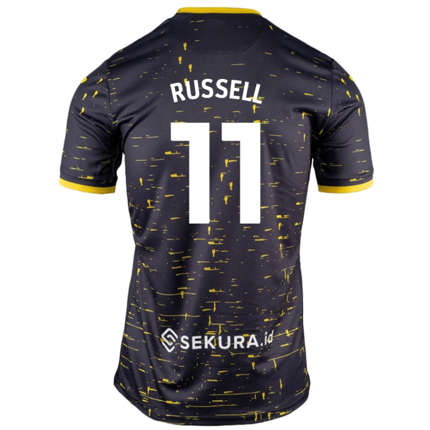 Niño Fútbol Camiseta Rebecca Russell #11 Negro Amarillo 2ª Equipación 2024/25 Perú