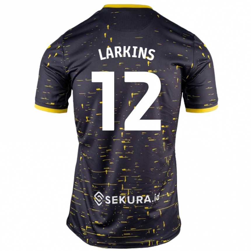 Niño Fútbol Camiseta Anna Larkins #12 Negro Amarillo 2ª Equipación 2024/25 Perú