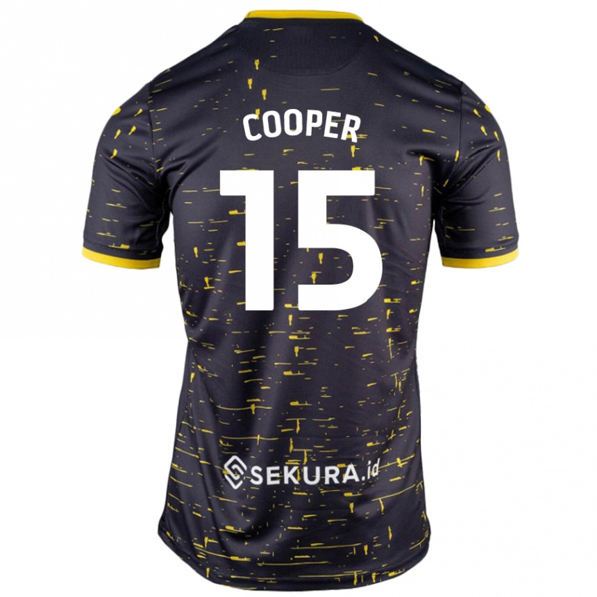 Niño Fútbol Camiseta Naomi Cooper #15 Negro Amarillo 2ª Equipación 2024/25 Perú