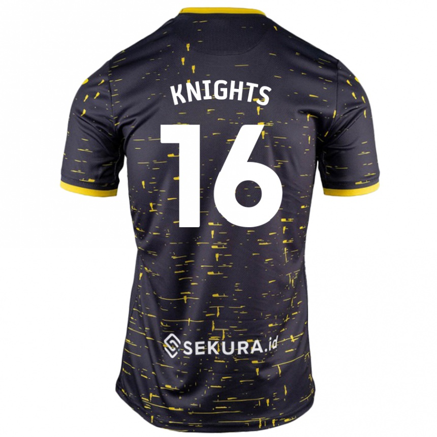 Niño Fútbol Camiseta Katie Knights #16 Negro Amarillo 2ª Equipación 2024/25 Perú