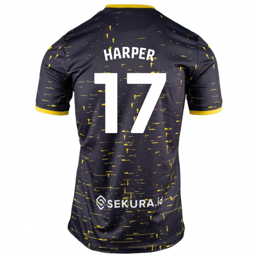 Niño Fútbol Camiseta Jess Harper #17 Negro Amarillo 2ª Equipación 2024/25 Perú