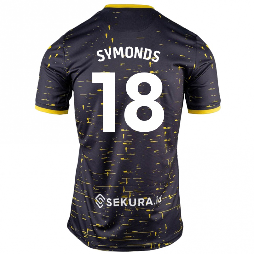 Niño Fútbol Camiseta Freya Symonds #18 Negro Amarillo 2ª Equipación 2024/25 Perú