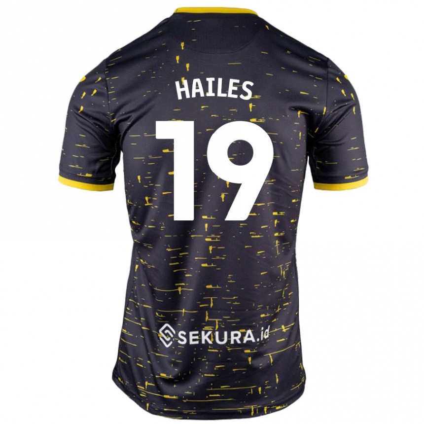 Niño Fútbol Camiseta Lauren Hailes #19 Negro Amarillo 2ª Equipación 2024/25 Perú