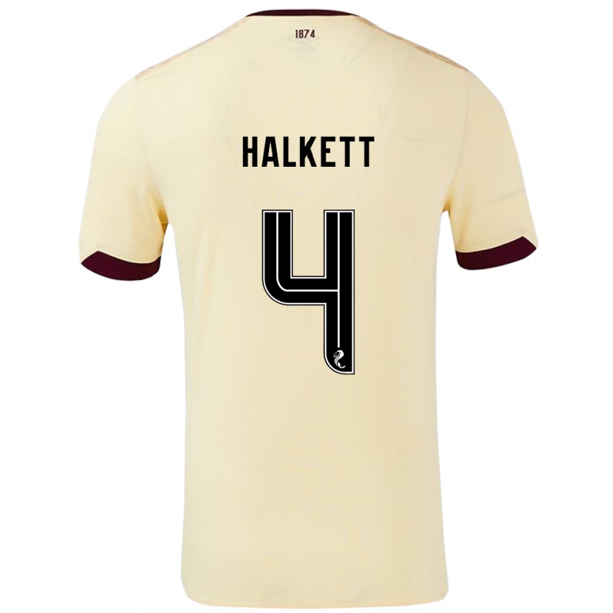 Niño Fútbol Camiseta Craig Halkett #4 Crema Burdeos 2ª Equipación 2024/25 Perú