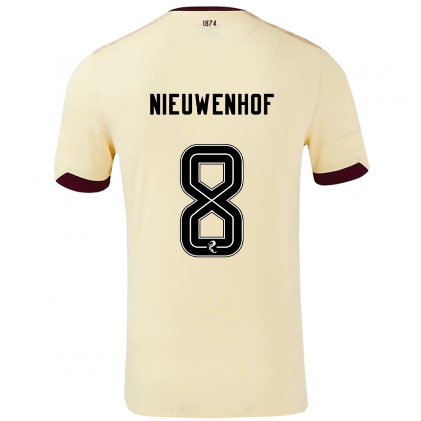 Niño Fútbol Camiseta Calem Nieuwenhof #8 Crema Burdeos 2ª Equipación 2024/25 Perú